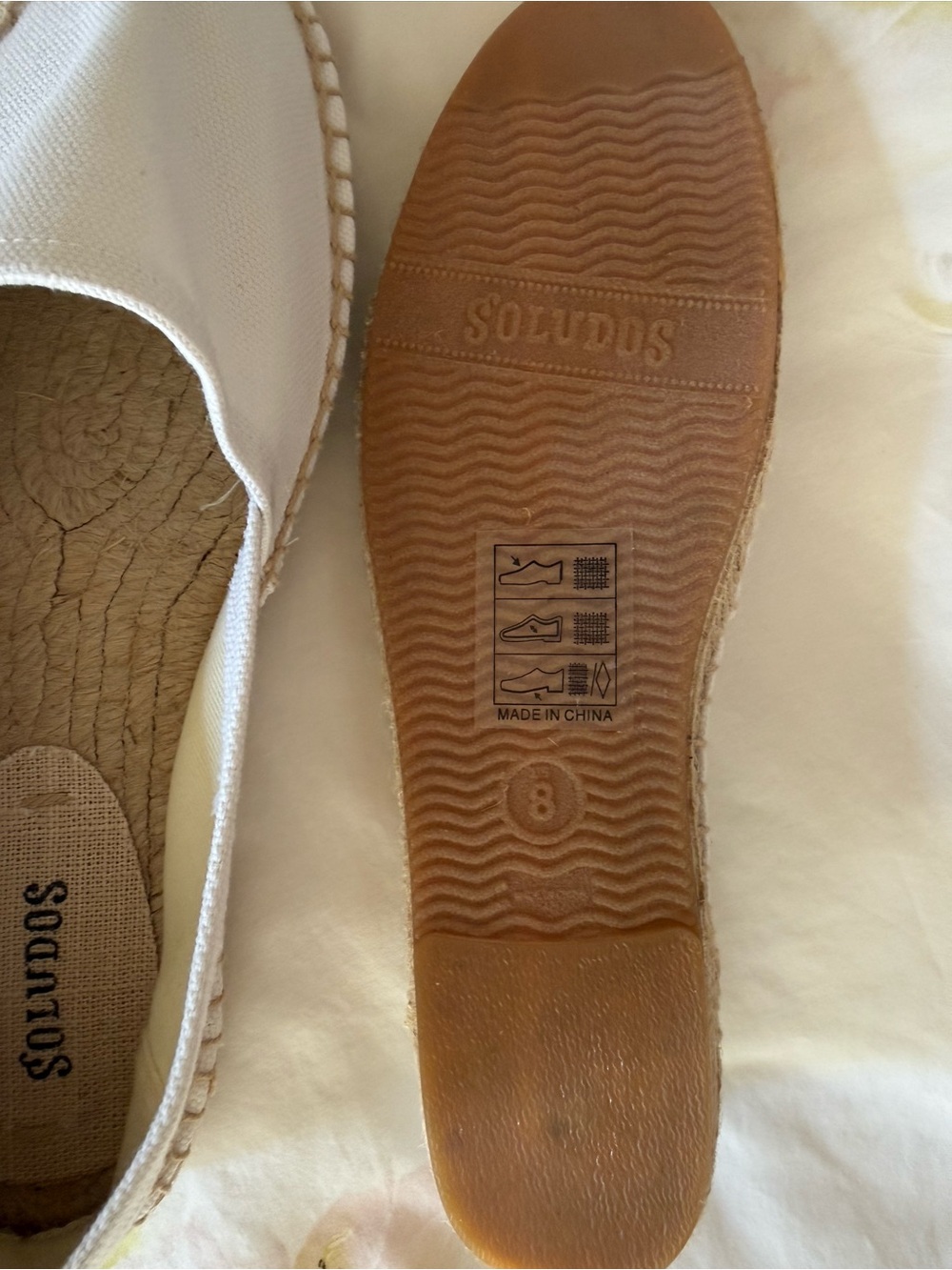 Soludos Cream Canvas Espadrille Slip-On Flats - Picture 4 of 6